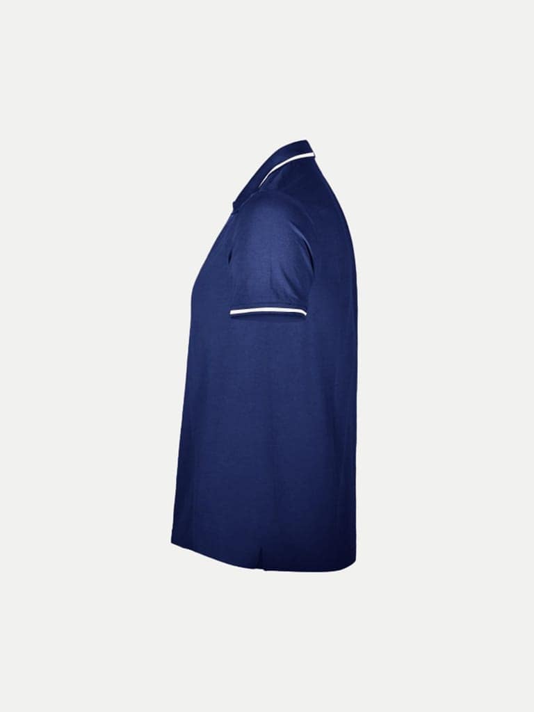 Men Navy Blue Cotton Contrast Tipping Polo T-shirt view 3