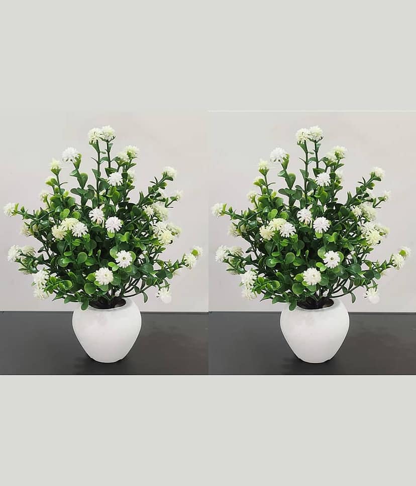 BAARIG - White Daisy Artificial Flower ( Pack of 2 ) view 2