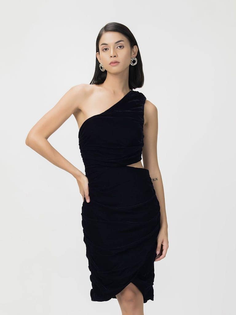 Ruched Velvet Party Dress