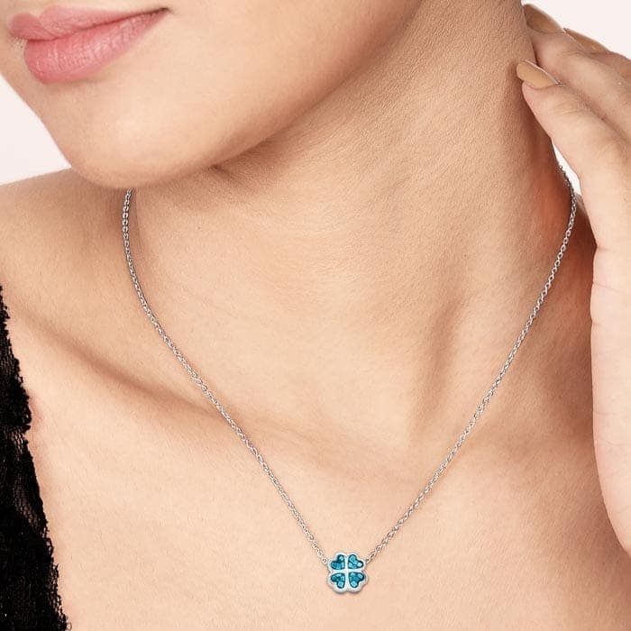 Silver Aqua Bliss Pendant with Chain view 2