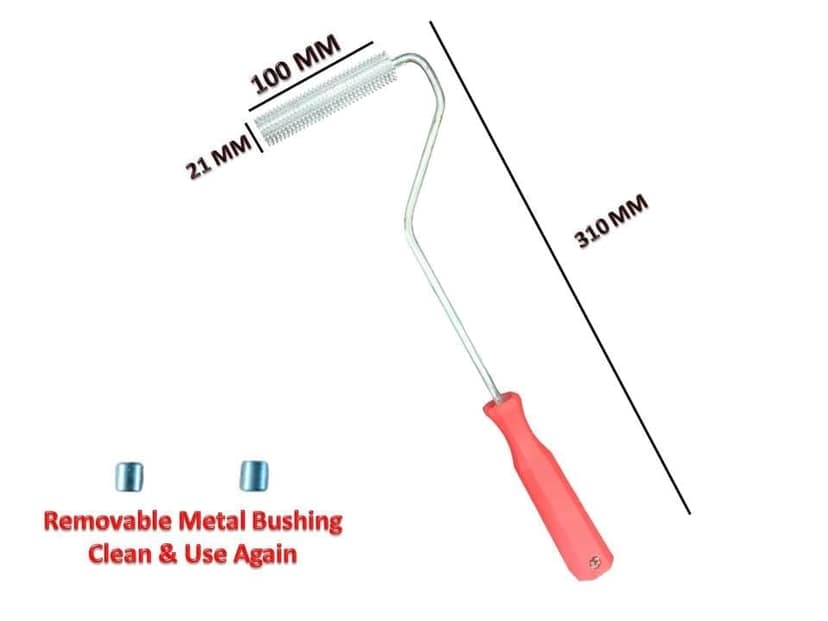 MD Fiberglass Roller Tool, Aluminum Alloy FRP Bubble Paddle Laminating Spike Roller/V Notch Nobby Roller for FRP Resin Work view 3