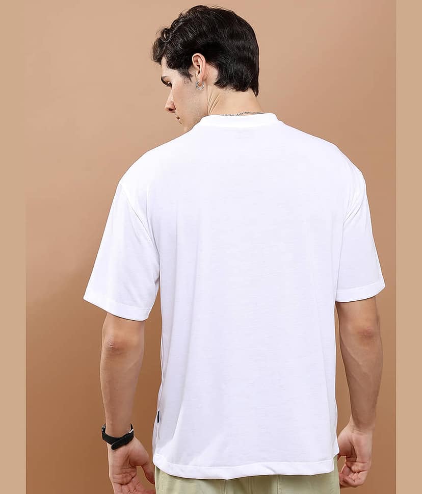 Highlander Men Polyester Oversized Fit Printed T-Shirt ( White ) view 3