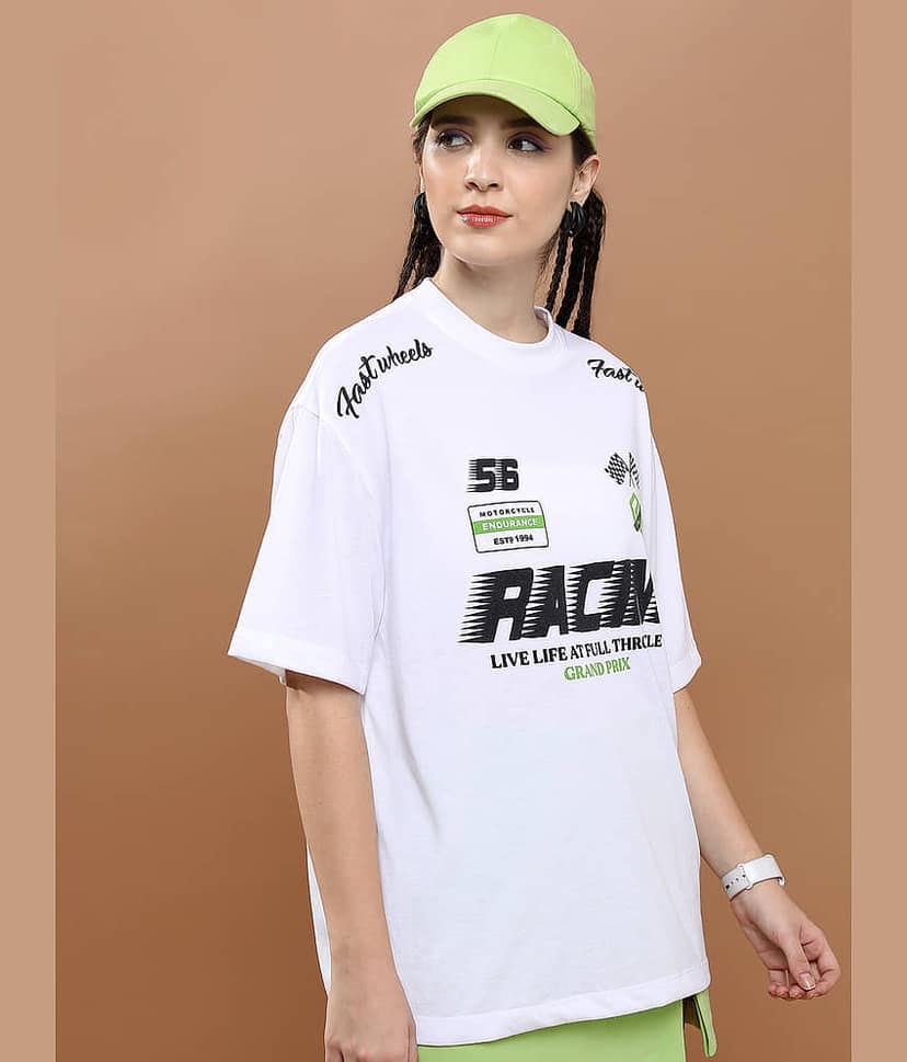Highlander Men Polyester Oversized Fit Printed T-Shirt ( White ) view 6