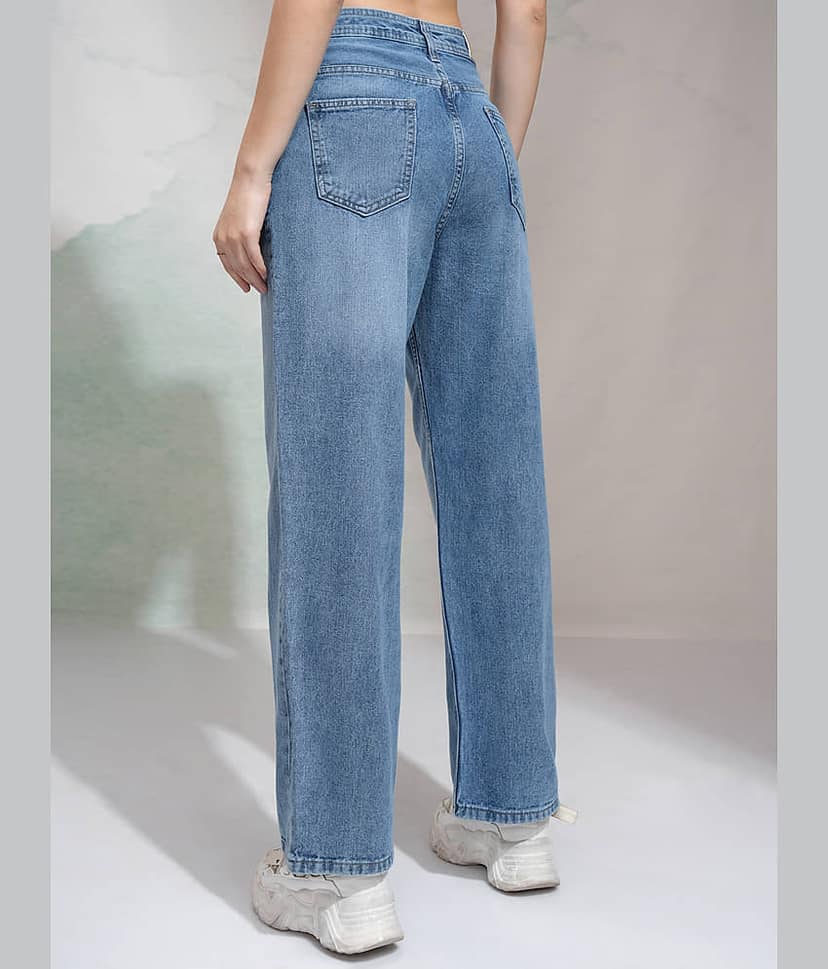 Tokyo Talkies Women's Flared Mid-Rise Jeans ( Light Blue ) view 3
