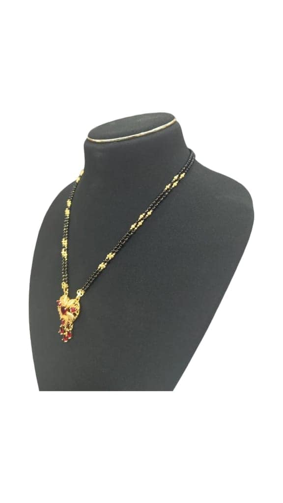 Yellow Gold Traditional Marathi Mangalsutra Necklace for Women view 3