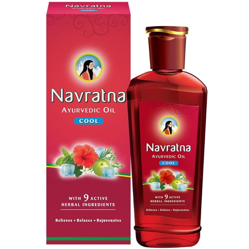 Navratna Ayurvedic Cool Oil | Combination of 9 Ayurvedic Herbs | Relieves Headache, Body ache, Tiredness, Sleeplessness & Tension| Improves Scalp Health | Relaxing & Rejuvenating cooling effect, 500ml