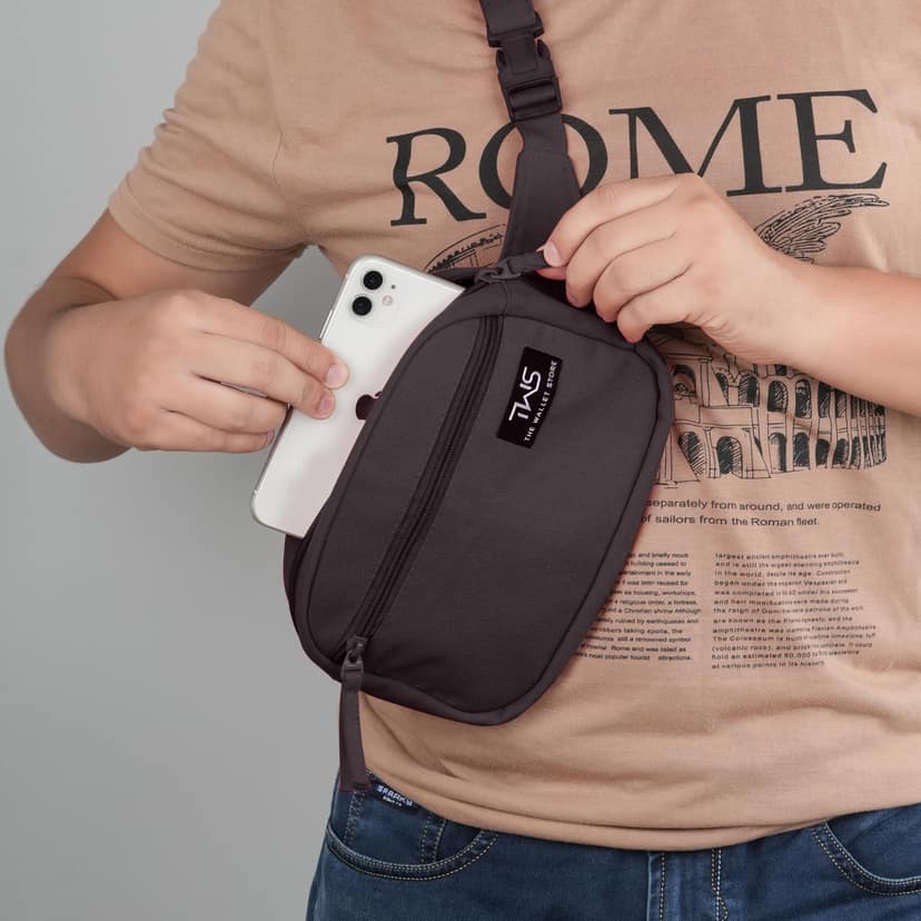 The Wallet Store Urban Trek Canvas Fanny Bag - Brown view 2