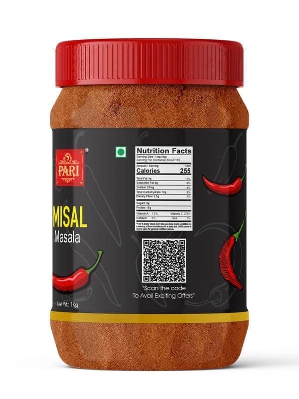 Pari Misal Ussal Masala | No Artificial Flavour | No Artificial Colours For Healthy Delicious Cooking Exotic Spices | Blended Cooking Supplies | (Pack of 1 x 1000g) view 4