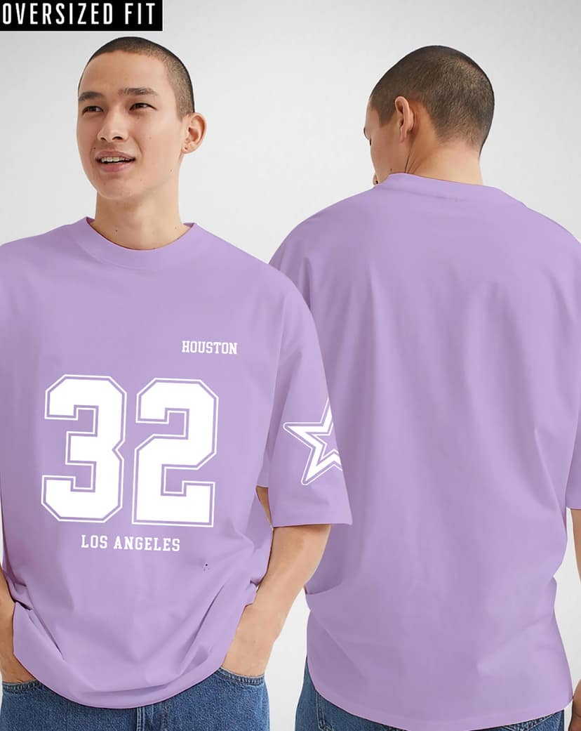SCOTT FINCHER Men's Casual Short Sleeve T-shirt, HOUSTON 32 Los Angeles Printed T-Shirt : AA(ARN)LAVANDER_43 view 3
