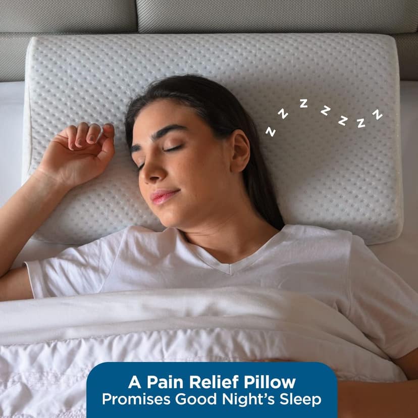 Sleepsia Cool Gel Ventilated Memory Foam Pillow – Neck & Shoulder Pain Relief Pillow Offers Comfortable Sleep, Support Pillow,Orthopedic Contour Neck Pain, Washable Cover 23"LX13.5"WX4.5"H(Pack of 2) view 5