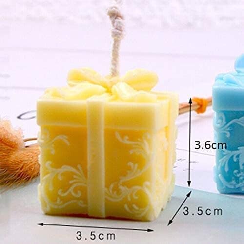 SS ENTERPRISE Organic Soy Wax Gift Shape Candle for Home Decor | Scented Aromatic Fragrance Candles | Smoke-Free Pillar Candles (Pack of 2, Blue-Yellow) view 2