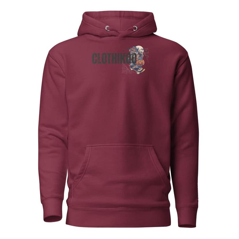 Clothikoo Premium Wolf Printed Edition Hoodie (400 GSM, Maroon Colour) view 2