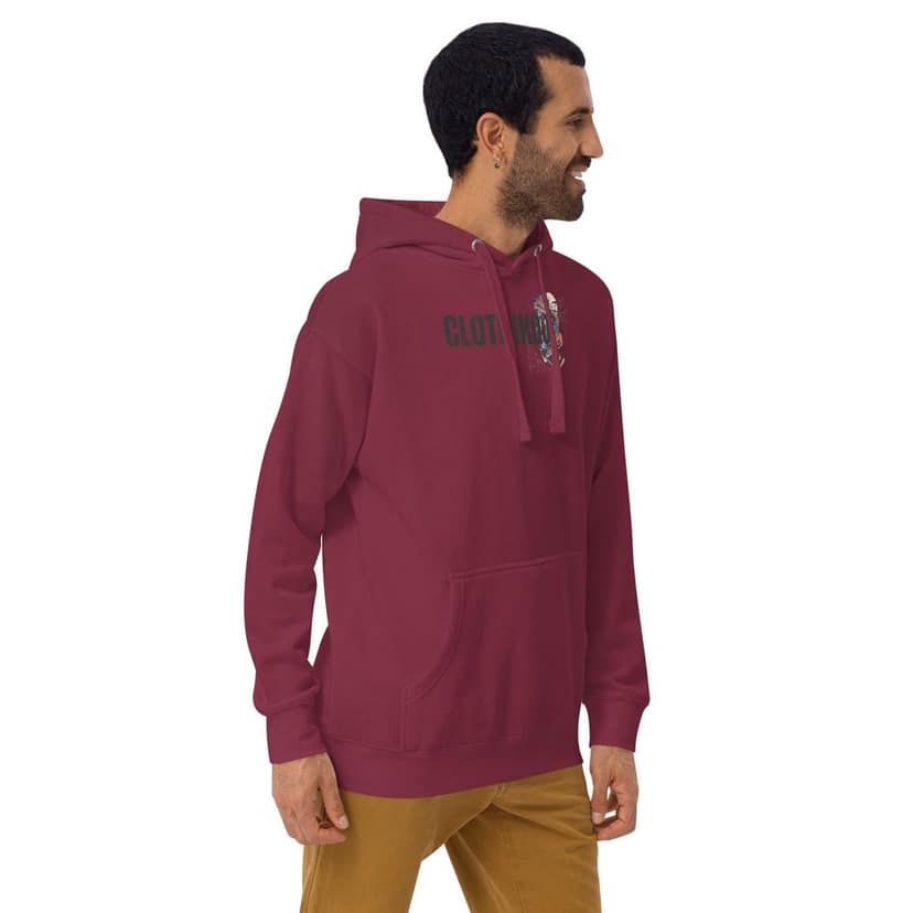 Clothikoo Premium Wolf Printed Edition Hoodie (400 GSM, Maroon Colour) view 5