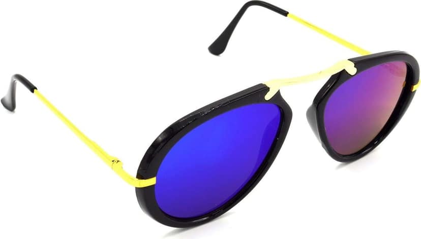HRINKAR Unisex Wrap-around Sunglasses Golden & Grey Frame, Pink Lens (Medium) - Pack of 2 view 6