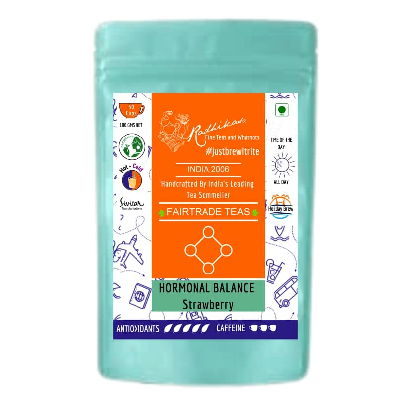 HORMONAL BALANCE Strawberry Darjeeling Leaf - Refreshing & Healthy (100 gm - Makes 50 Cups of Tea) by M/S RADHIKAS FINE TEAS AND WHATNOTS