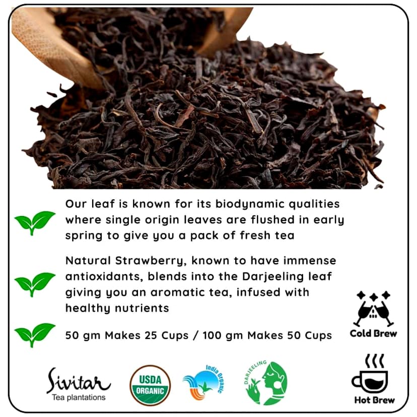 HORMONAL BALANCE Strawberry Darjeeling Leaf - Refreshing & Healthy (100 gm - Makes 50 Cups of Tea) by M/S RADHIKAS FINE TEAS AND WHATNOTS view 2