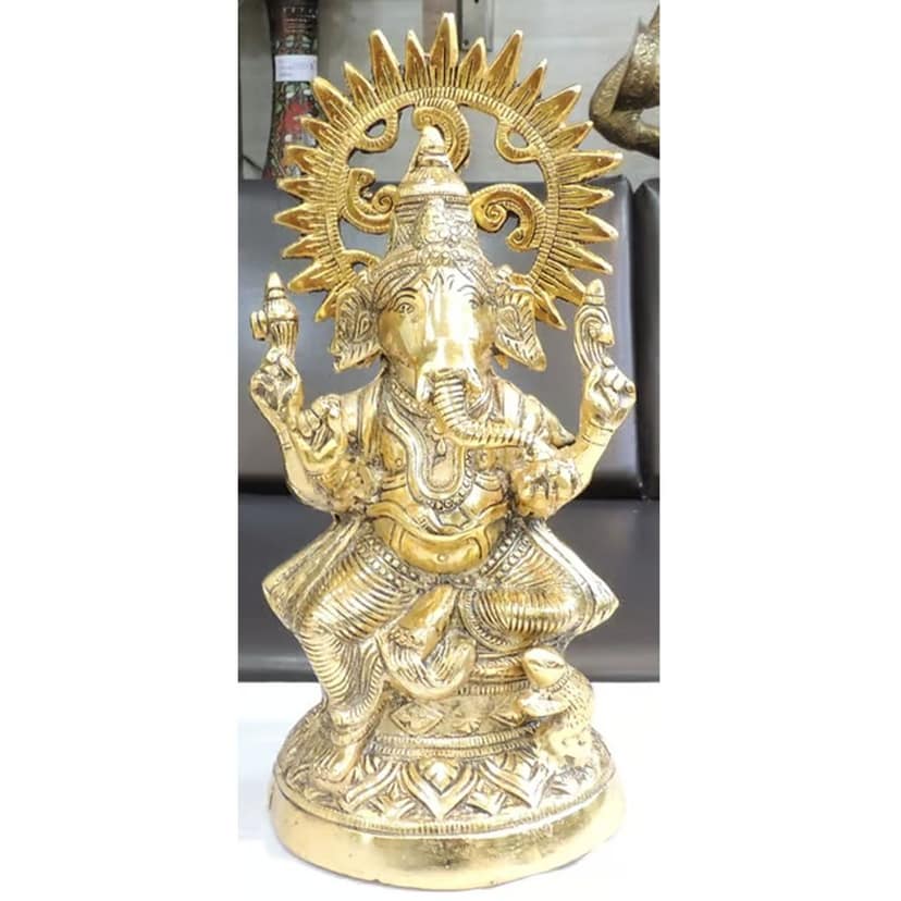 Aluminium Showpiece Kamal Ganesh, Height : 14 Inch (ASMAS511 G) view 2