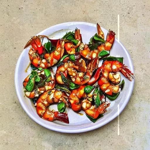 Wok Tossed Lemon Chilli Basil Prawns