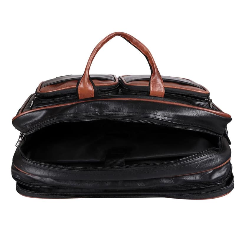 LOREM Tan & Black Color Faux Leather 28L Laptop Messenger Bag For Men BG96 view 6