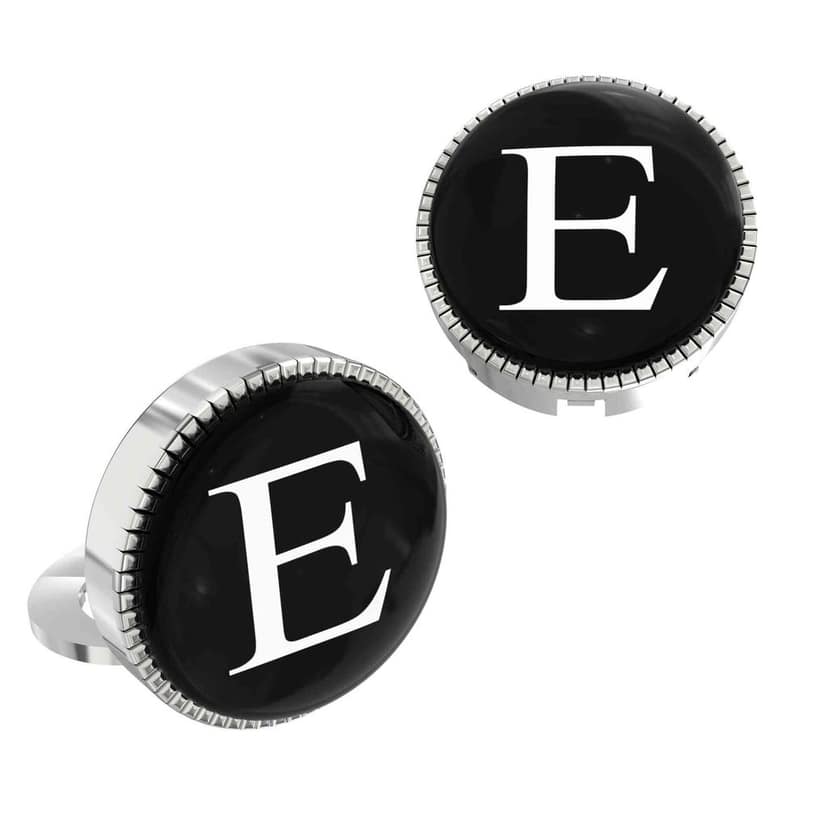 The Smart Buttons - Shirt Button Cover Cufflinks for Men - Personalized Initials - E view 2