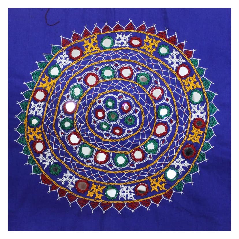 Garvi Gurjari (A Gujarat Govt Enterprise) Cotton Multicolor Hand Embroidered Patch with Mirror Work(GGCMEP65)