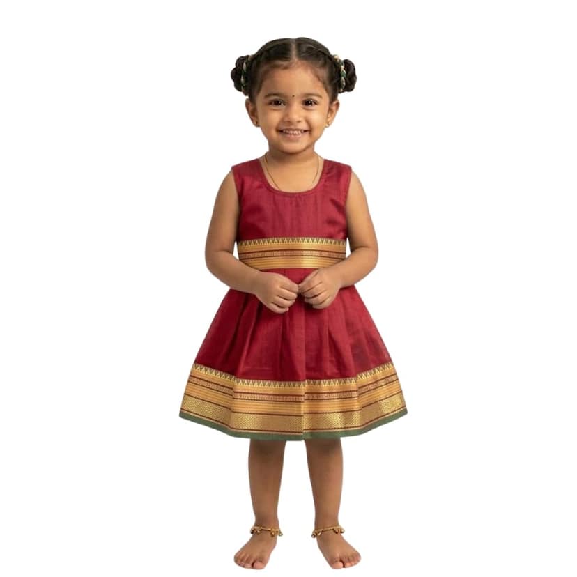 Mom and Me Baby Girls Summer Frock Dress (0–5 Years) | Soft Acrylic Cotton with Pure Cotton Lining | Sleeveless Round Neck | Lightweight & Breathable (in, Age, 5 Years, 6 Years, Regular, Red)
