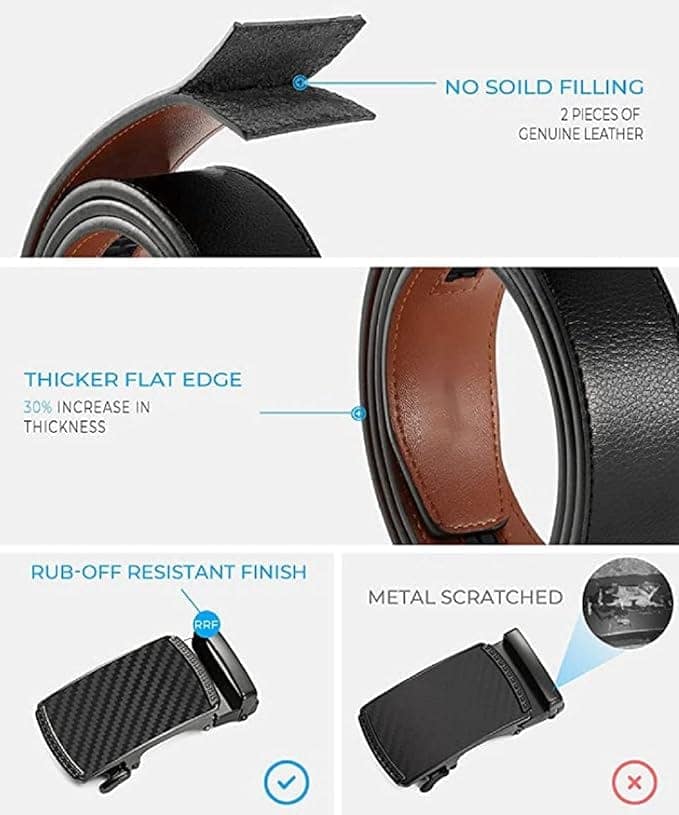 Contacts Genuine Leather Belt for Men with Autolock Buckle view 6