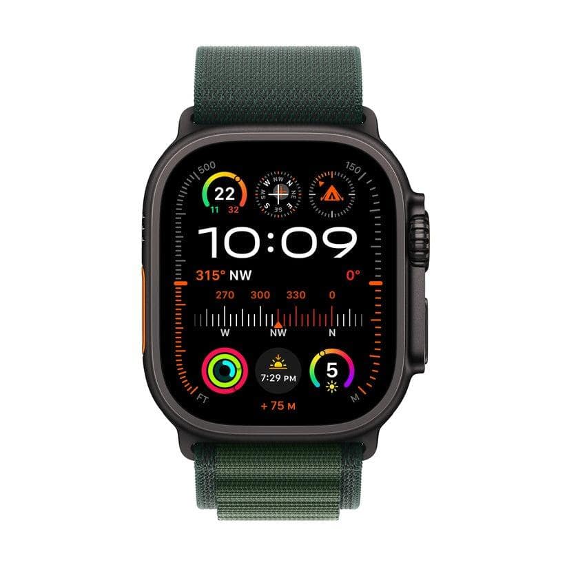 Apple Watch Ultra 2 GPS + Cellular 49mm Black Titanium Dark Green Alpine Loop Large view 2