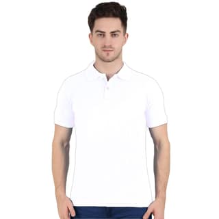 White Collar T-Shirt for Men Cotton Half Sleeve Plain Collar Tshirt for Men Regular Fit Solid Color Men's Collar White T-Shirts for Men