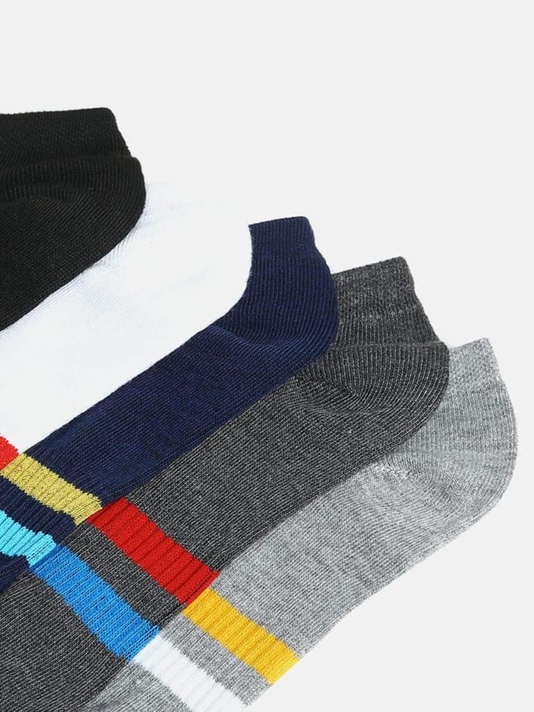 Kolor Fusion Men & Women Striped Low Cut Cotton Ankle Length Sneaker Socks (Pack Of 5) view 9