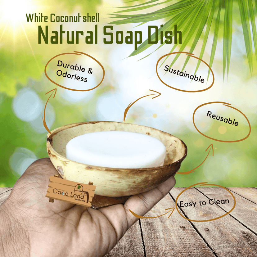 CocoLand Coconut Shell Soap Dish With base / Coconut Oil Polished