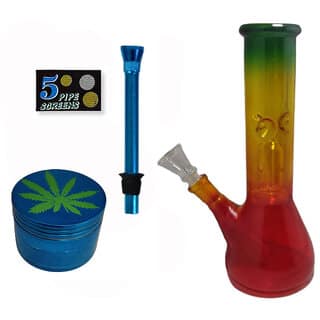 Farman Handicrafts 8 Inch Rasta Bong Glass Water Hookah Smoking Pipe Pack of 1
