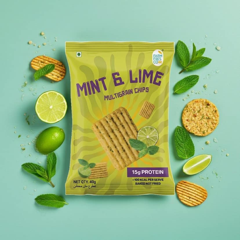 FarmFresco Mint & Lime Protein Multigrain Chips 40g (Pack of 3) view 10