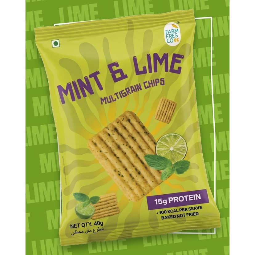 FarmFresco Mint & Lime Protein Multigrain Chips 40g (Pack of 3) view 4