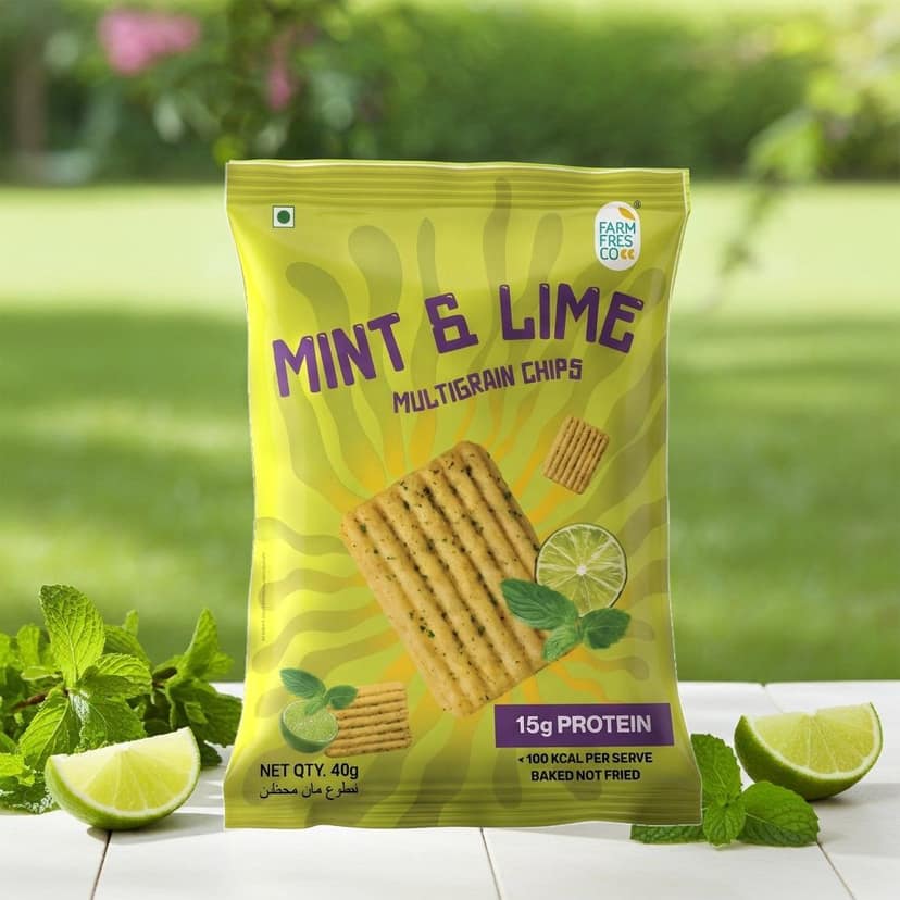 FarmFresco Mint & Lime Protein Multigrain Chips 40g (Pack of 3) view 7