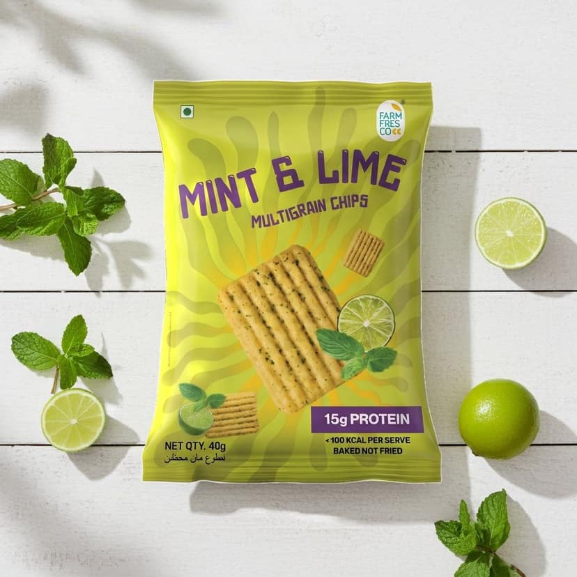 FarmFresco Mint & Lime Protein Multigrain Chips 40g (Pack of 3) view 9