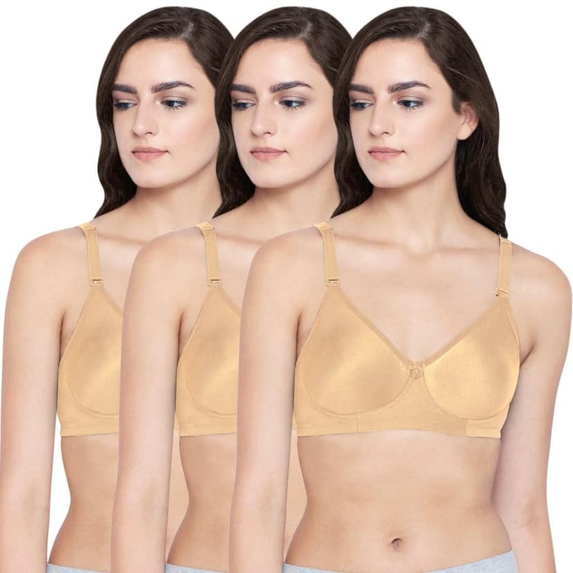 Bodycare Polycotton Non Padded Non wired Seamless cup bra-Pack of 3