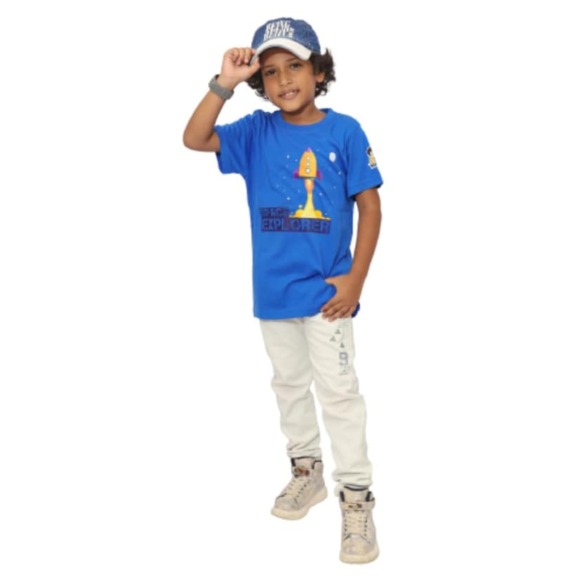KUCHU Printed Kids T-Shirt | Space Explorer Theme | 10–11 Years | Breathable Cotton | Casual Wear | Graphic Tee | Comfortable Everyday Wear view 7