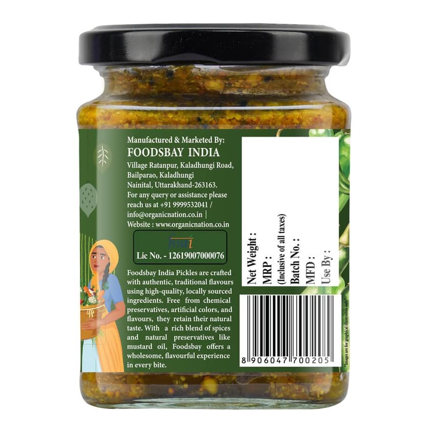 Organic Nation Green Chilli Pickle � Pahadi Hari Mirch |Homestyle Indian Pickle | Authentic Traditional Taste | No Preservatives | 250g view 8