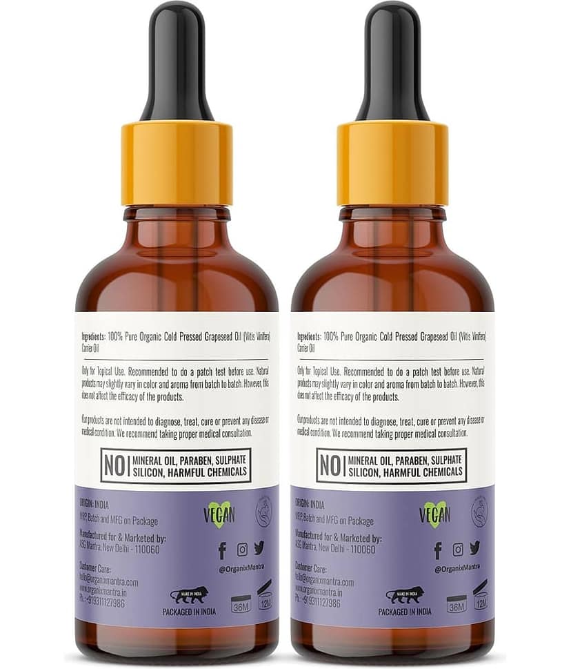 Organix Mantra Grapeseed Oil, Cold Pressed Organic Oil, 30ML x 2 view 2