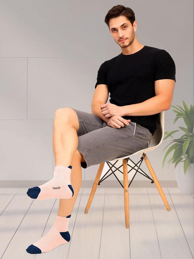 Freecultr Ankle Socks | Breathable Bamboo Fibre | Odour Resistant | Thermo Regulated | Moisture Wicking | Anti-Slip Y-Heel | Soft & Comfortable Fuzz Peach, Dark Grey, Black view 6