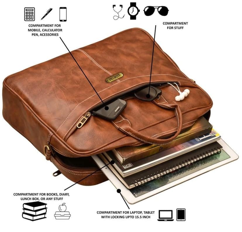 LOREM 10L Faux Leather Messenger Bag For Men & Women-UF view 5