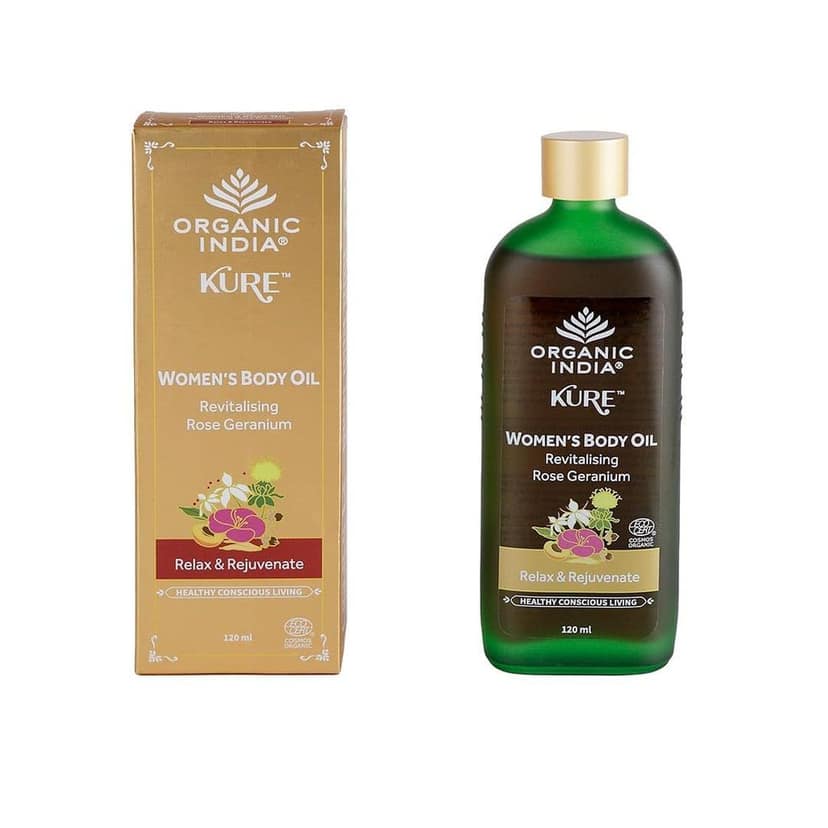 Organic India Women's Body Oil Revitalising Rose Geranium, 120 ml view 4