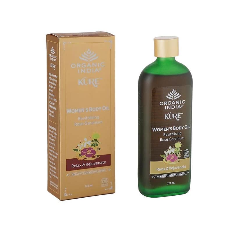 Organic India Women's Body Oil Revitalising Rose Geranium, 120 ml view 6