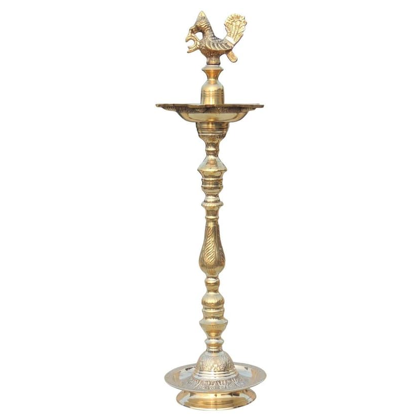 Brass Table Decor Mahabharat Oil Lamp, Deepak - Religious Deepak for Spiritual Space, Height : 28.5 Inch (FMAS686 F) view 2