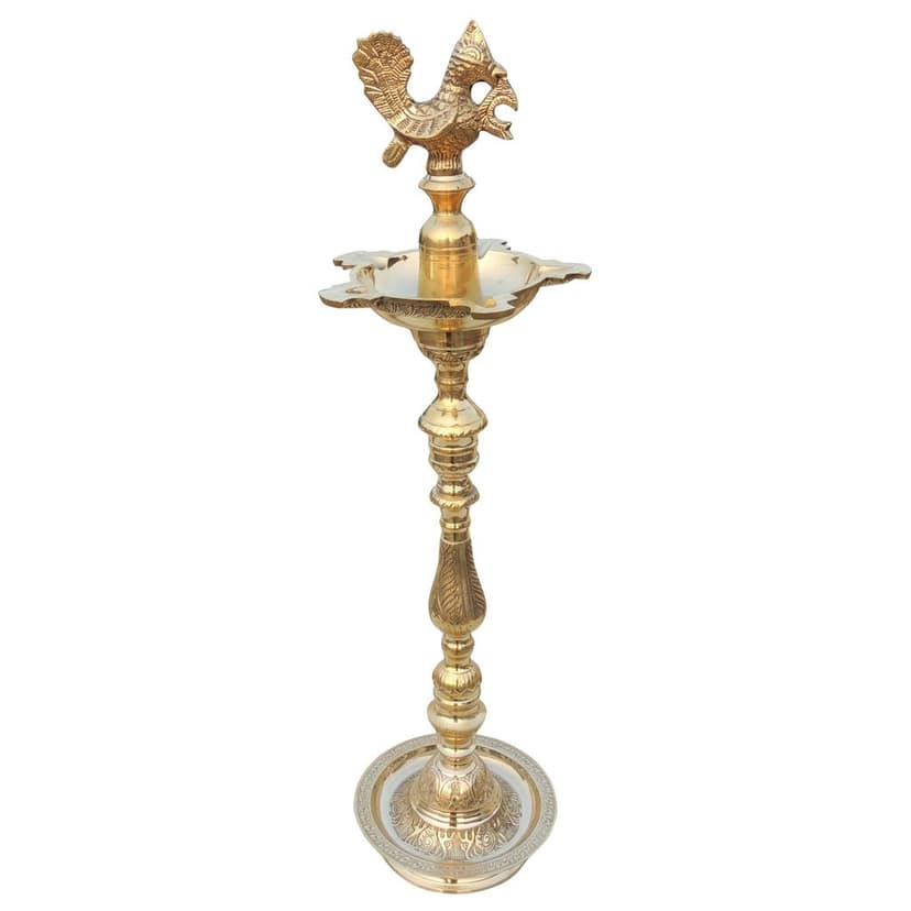 Brass Table Decor Mahabharat Oil Lamp, Deepak - Religious Deepak for Spiritual Space, Height : 28.5 Inch (FMAS686 F) view 3