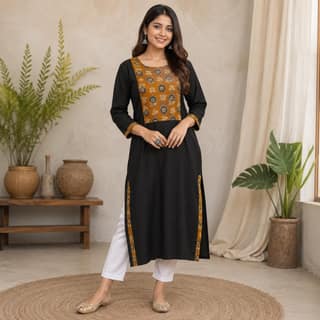 Cotton Kurti 3/4 Sleeve-XXL