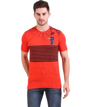 Bravezi Pack of 1 Cotton Blend Slim Fit Men's T-Shirt ( Red )