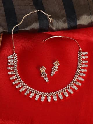 Cardinal Rose Gold Plated American Diamond Necklace Set
