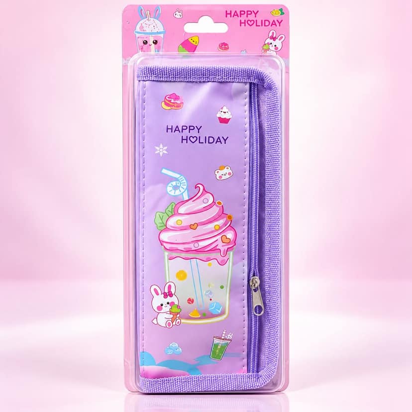 Happy Holiday Cute Purple Pencil Case Dessert Design - 21.5cm view 2